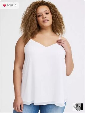 torrid White Sophie Chiffon Camisole with Adjustable Straps